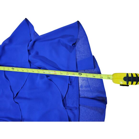 SLNY Women's Blue Chiffon Tiered Salsa Tank Dress 8 Whimsical Knee Length Boho - Picture 3 of 8